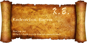 Kedrovics Barna névjegykártya